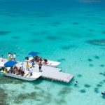 Floating pier in shallow water